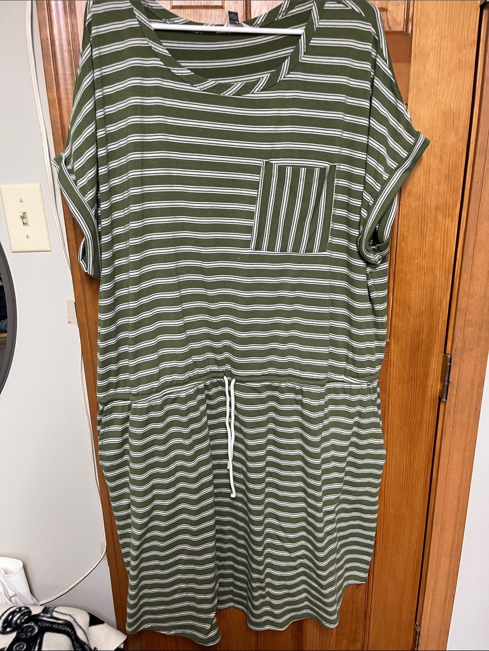 Striped Olive Green Drawstring adult women's Piece